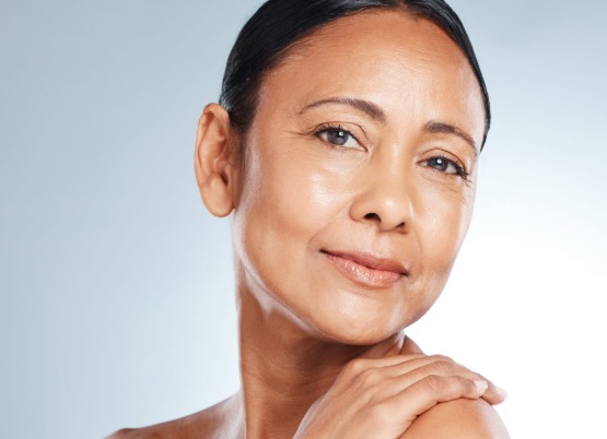 Facial treatment client